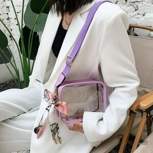Transparent PVC Jelly, Personalized Mobile Phone Crossbody Bag w Shoulder Strap
